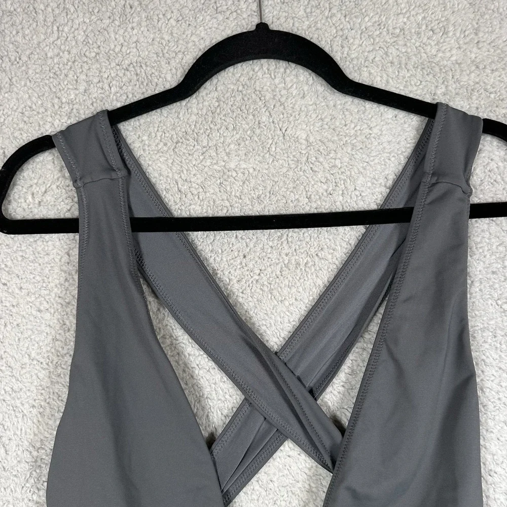 Skims NWT Recycled Swim Cut Out Plunge Monokini Swimsuit Size 4X Color Gunmetal